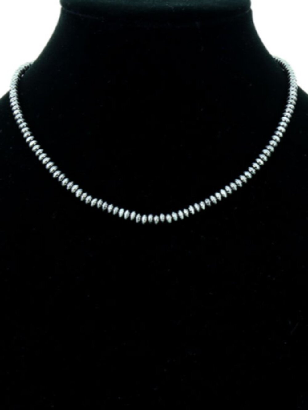 16" Western 4mm Saucer Pearl Necklace, Burnished Silver Tone NWT